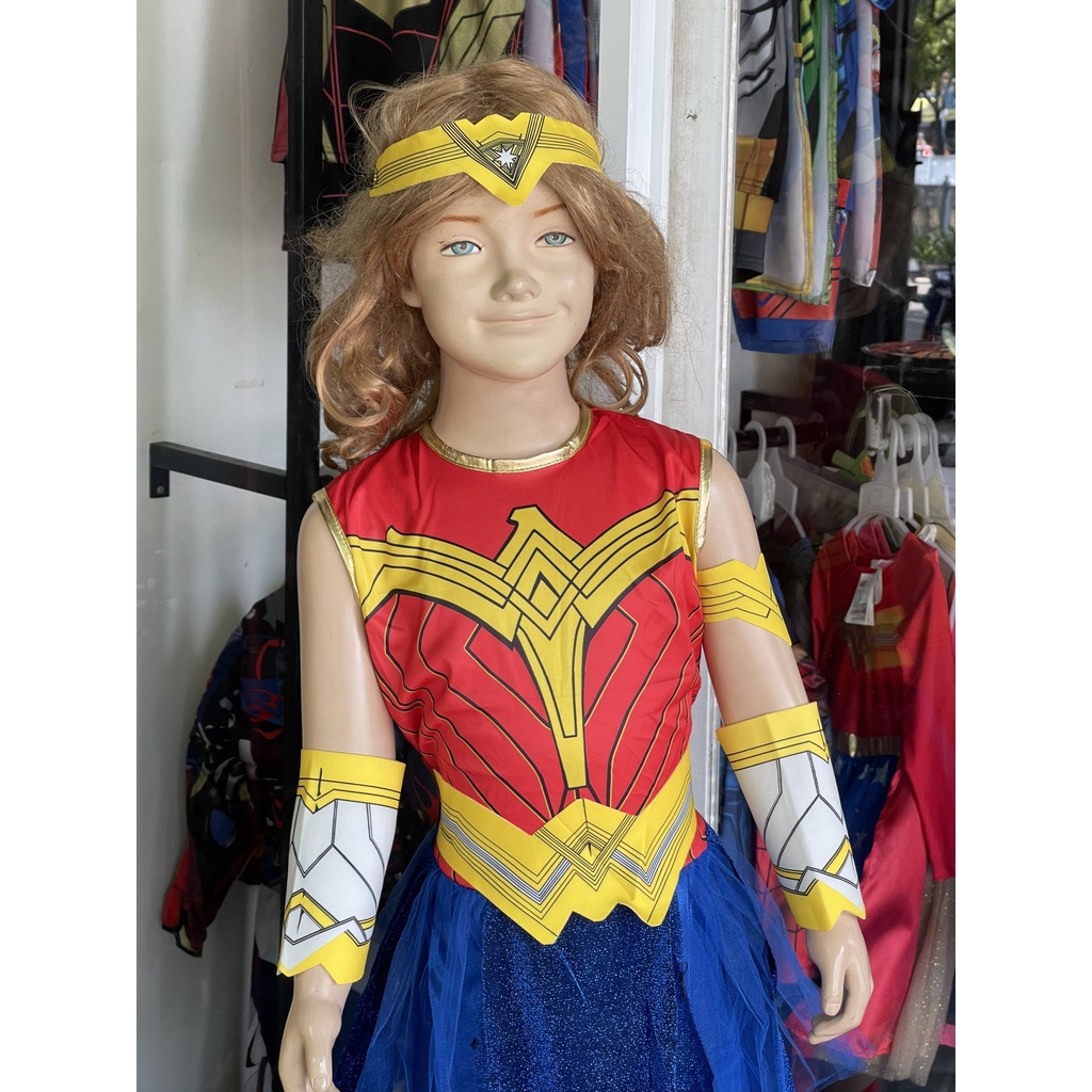 HM1100 Đầm Hóa Trang Nữ Siêu Anh Hùng Wonder Woman Cho Bé Gái Kèm Phụ Kiện