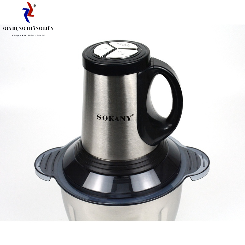 Máy xay thịt , máy xay đa năng Sokany 4 lưỡi, cối 3L Inox 304, công suất lớn 600w_Hàng chính hãng BH 12 tháng