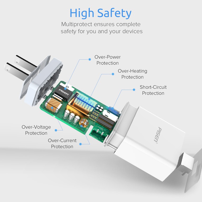 Cốc sạc nhanh Pi Sen TS-C092 hỗ trợ quick charge 3.0 18W (Trắng)
