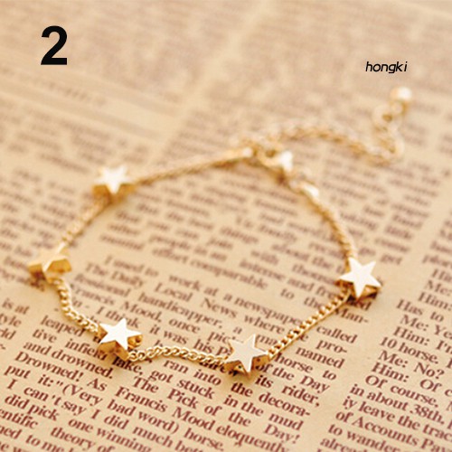 Vòng đeo tay kiêm lắc chân họa tiết ngôi sao và trái tim phong cách hợp thời trang cho nữ