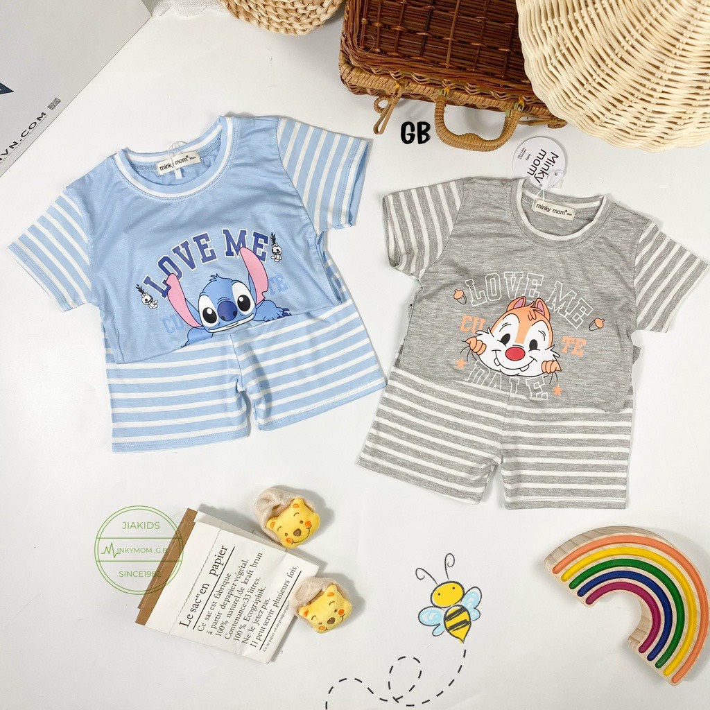 uần áo trẻ em MK KIDS cho bé ctừ 6-18kgBộ cộc tay hoạ tiết sọc cho bé trai bé gái vải thun lạnh cao cấp