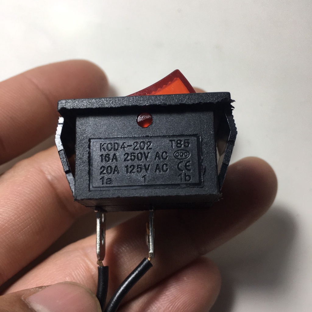 Công tắc bập bênh 250V 16A 2 chân hàn dây sẵn