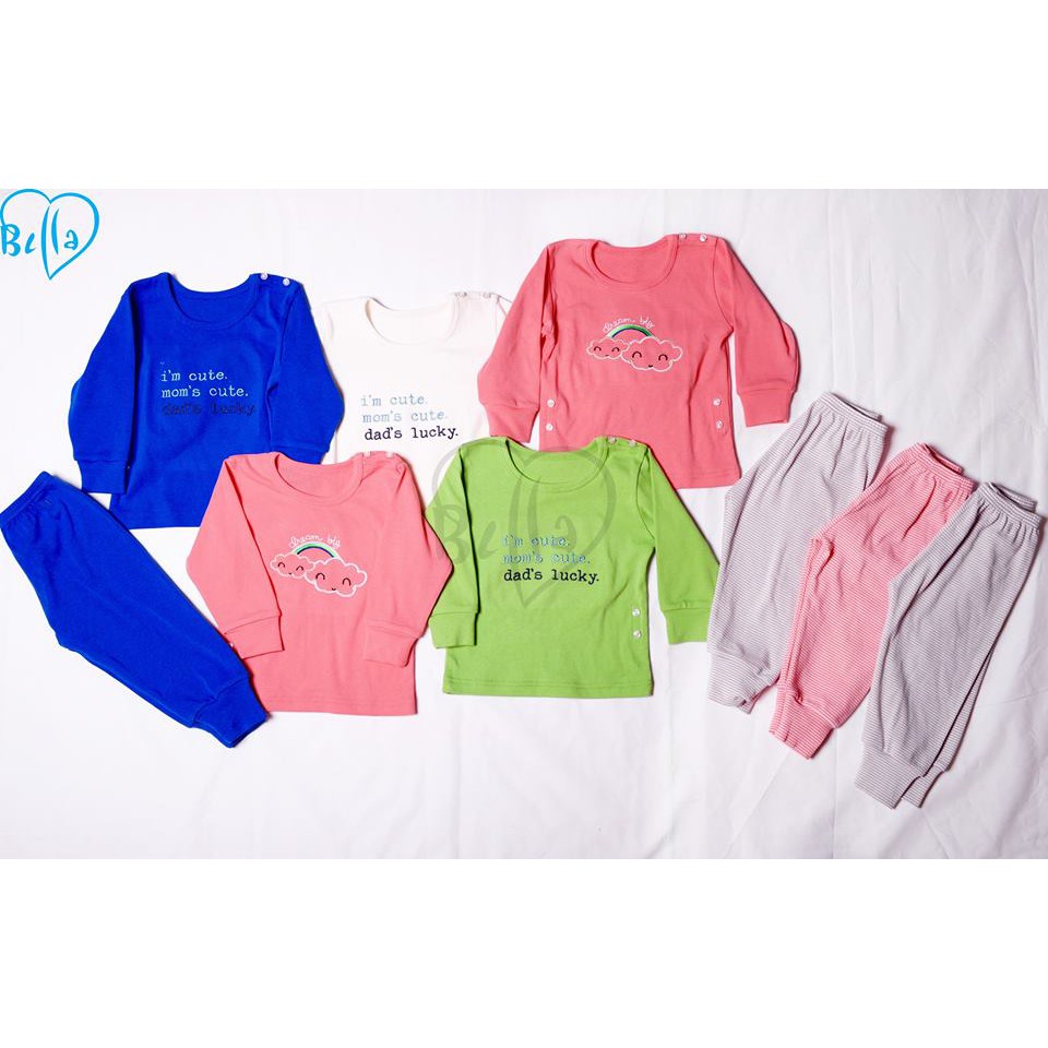 Bộ quần áo dài Cotton Co giãn Bella size từ 3 tháng đến 5 tuổi (chat chọn size)