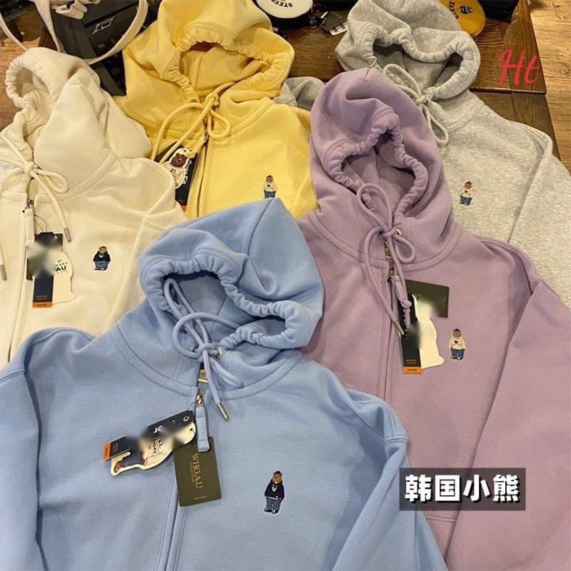 Áo khoác nỉ cotton gấu nâu HT12