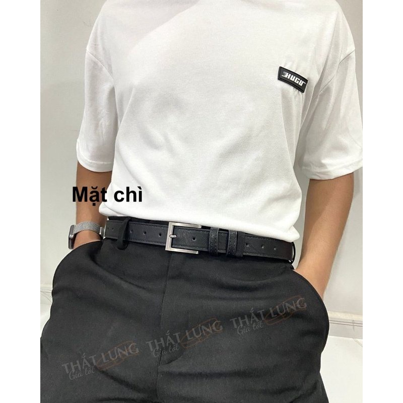 Thắt lưng nam nữ Hàn Quốc đơn giản mặt vuông BUCKLE Unisex da đẹp Max Dây nịt lưng thời trang Hàn Quốc bản 2.8cm Da Sần