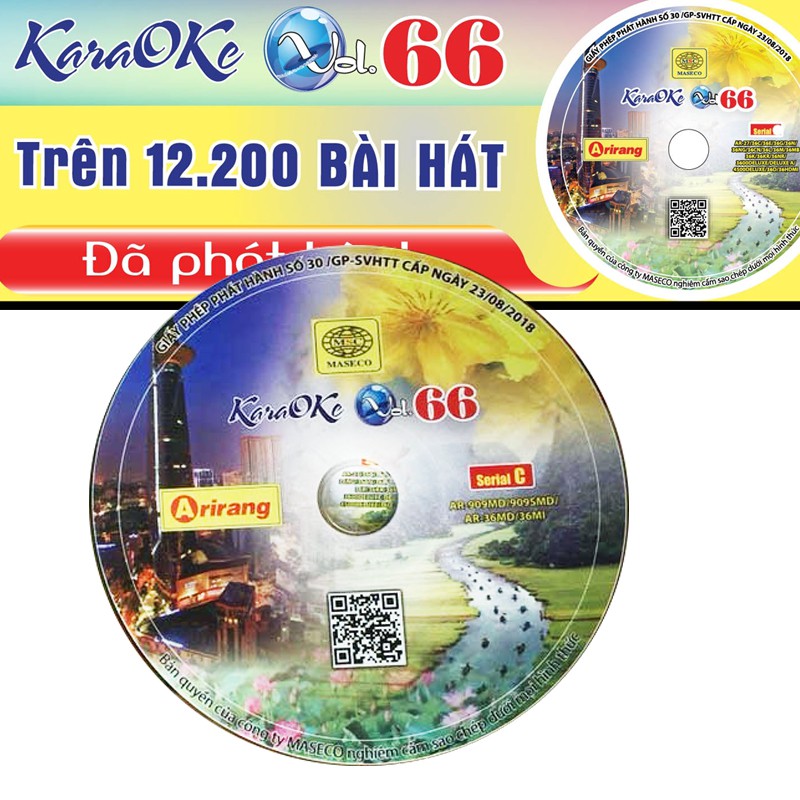 Đĩa Karaoke Arirang mới nhất Vol 66  + Sách list nhạc