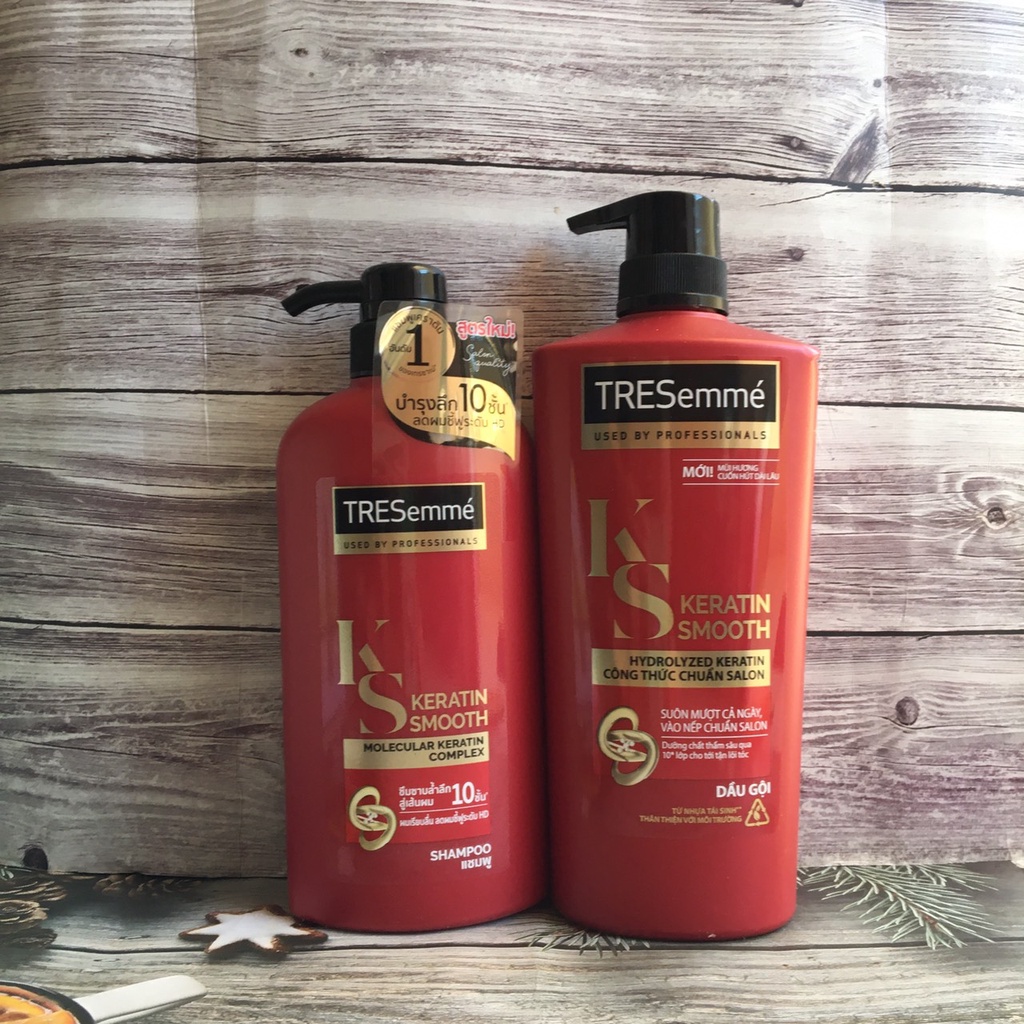 Dầu gội đầu TRESEMME Keratin Smooth màu đỏ-Thái Lan 450ML 5 TRONG 1 SUÔN MƯỢT VÀO NẾP