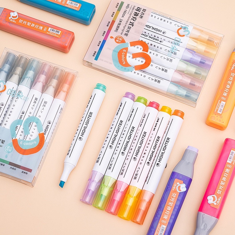 Set bộ 6 Bút Dạ Quang Highlight Đánh Dấu Morandi pastel nhiều màu sắc