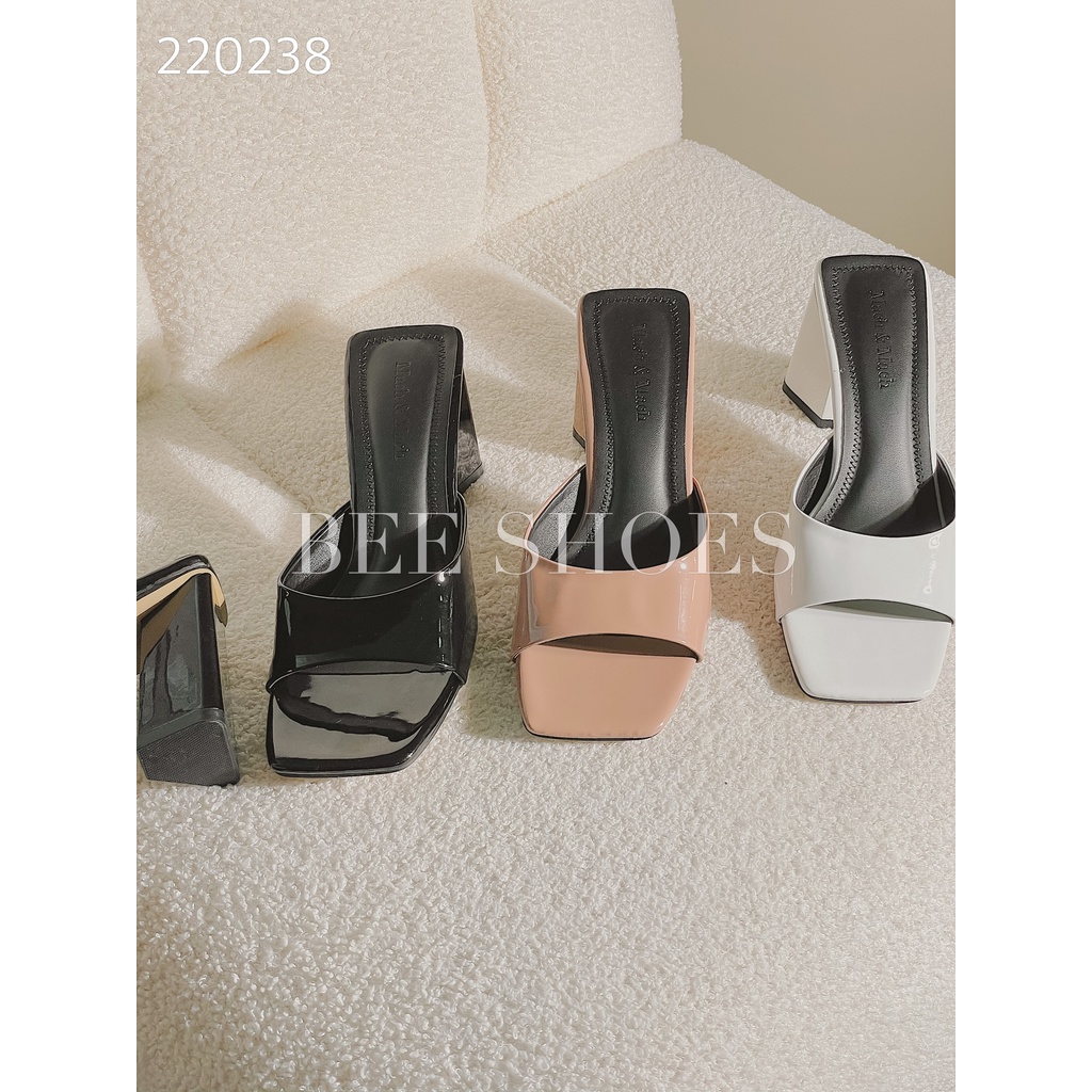 BEESHOES - GUỐC NỮ MŨI VUÔNG- GUỐC NỮ GÓT VUÔNG CAO 7 PHÂN SẴN MÀU ĐEN - KEM - BE - TRẮNG 220238