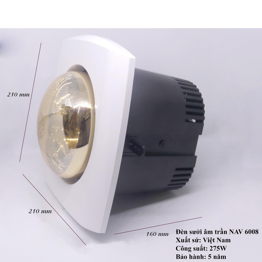 Đèn Sưởi Âm Trần  Đơn Navado,Hình Vuông Tròn Dễ Kết Hợp, StarDecor, Bảo Hành Bóng 3 Năm, Sản Xuất Tại Việt Nam