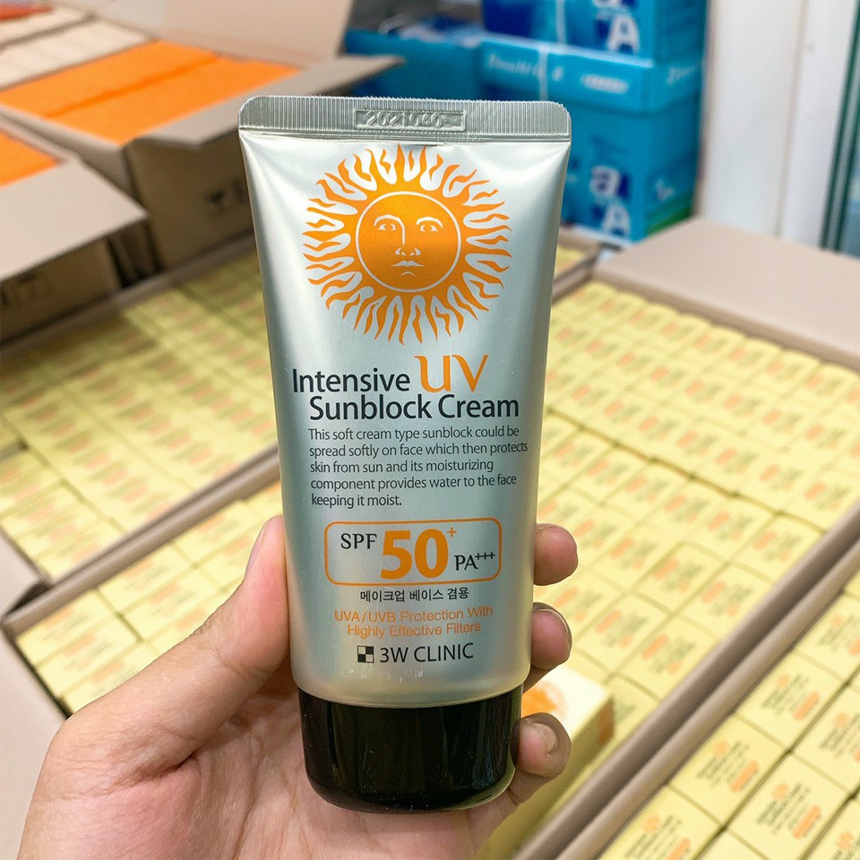 Kem chống nắng 3W Clinic Intensive Uv Sunblock Cream SPF50+ Pa+++ 70ml Hàn Quốc