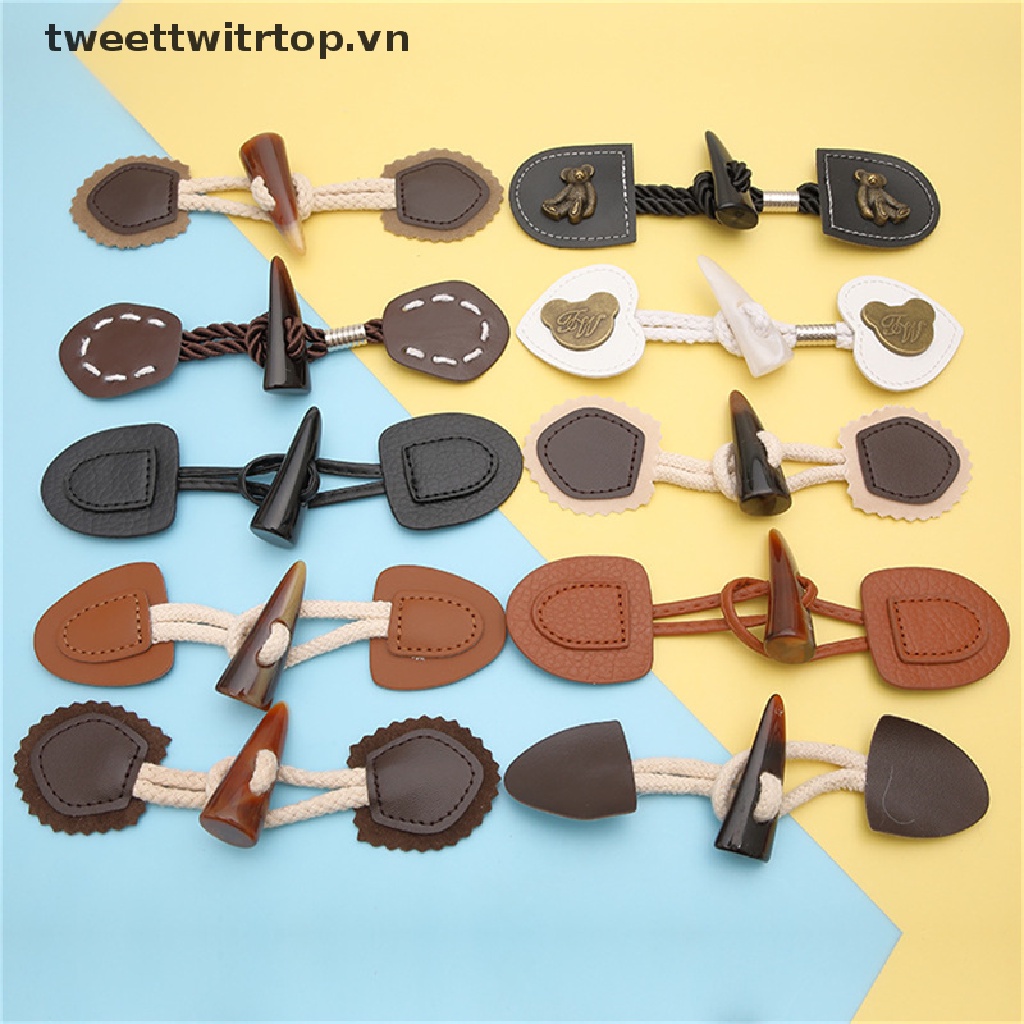Set 2 Nút Gỗ Hình Chiếc Sừng May Áo Khoác / Đồ Thủ Công DIY