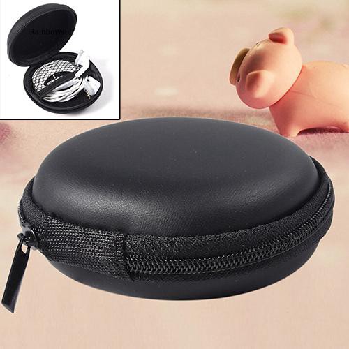 Túi đựng tai nghe dây cáp dạng tròn đen bền
