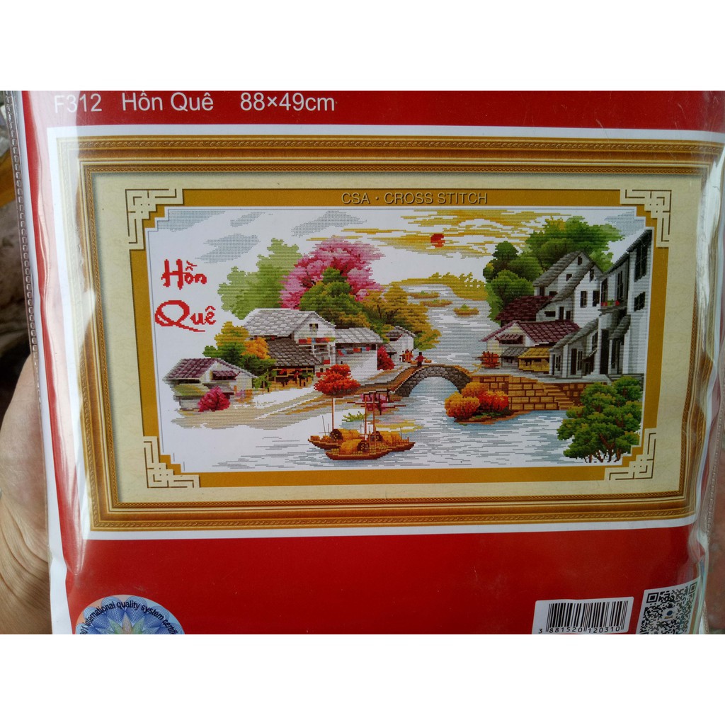 Tranh Thêu Chữ Thập HỒN QUÊ. Kích Thước: 88cm x 49cm