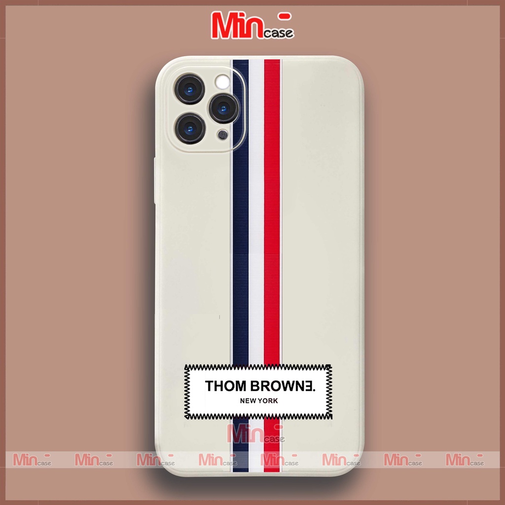 Ốp lưng iPhone Thom Browne cạnh viền vuông silicon mềm dẻo bảo vệ cam iphone ip 6/6s/7/8/X/XS/11/12/13/14 Pro Plus Max