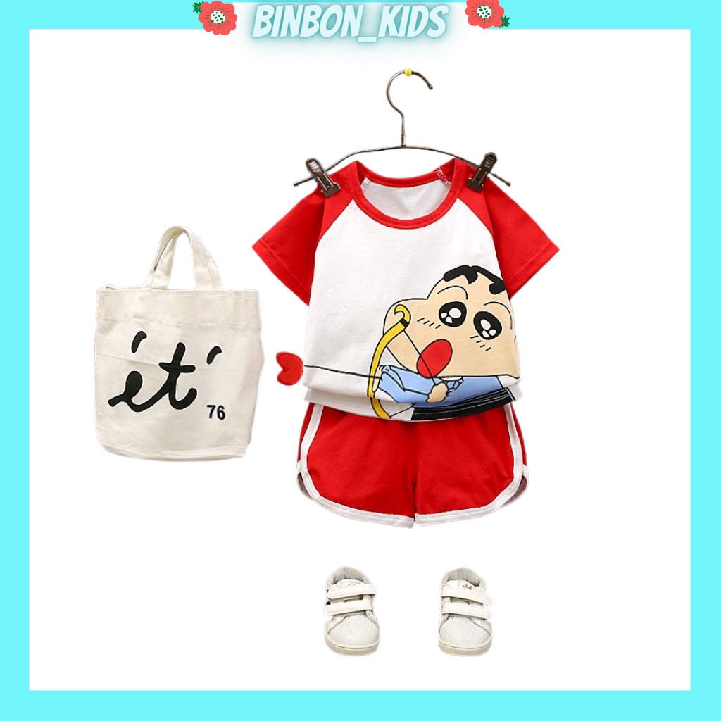 Quần Áo Trẻ Em Bộ Cộc Tay Cho Bé In Hình Shin Dễ Thương Chât Cotton Cao Câp từ 6 đến 27kg BINBON KIDS