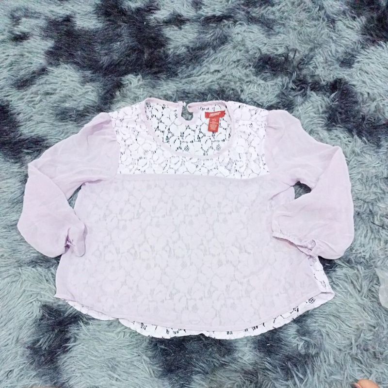 áo voan phối ren mỏng bé gái, dơ cổ nhẹ