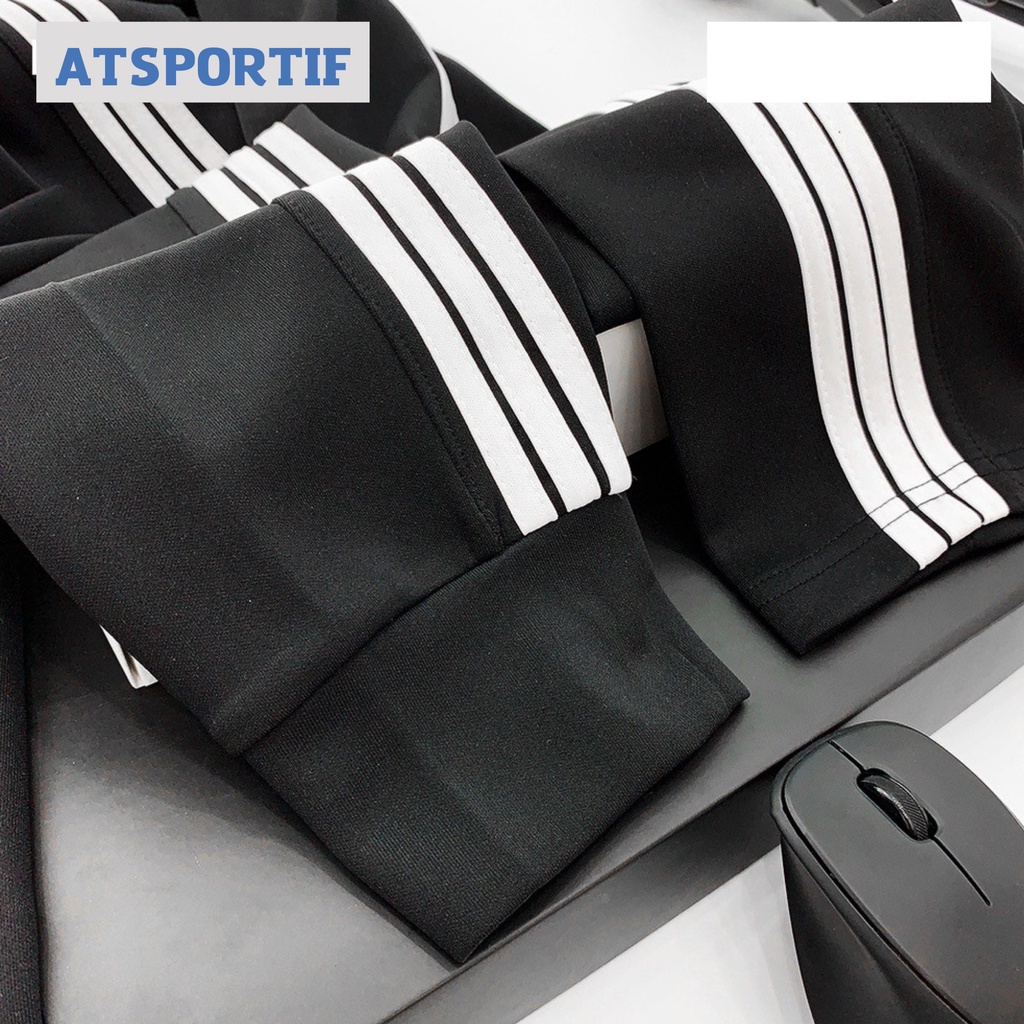 Quần Dài Thể Thao Nam ba Sọc Trắng Vải Nỉ Co Giãn