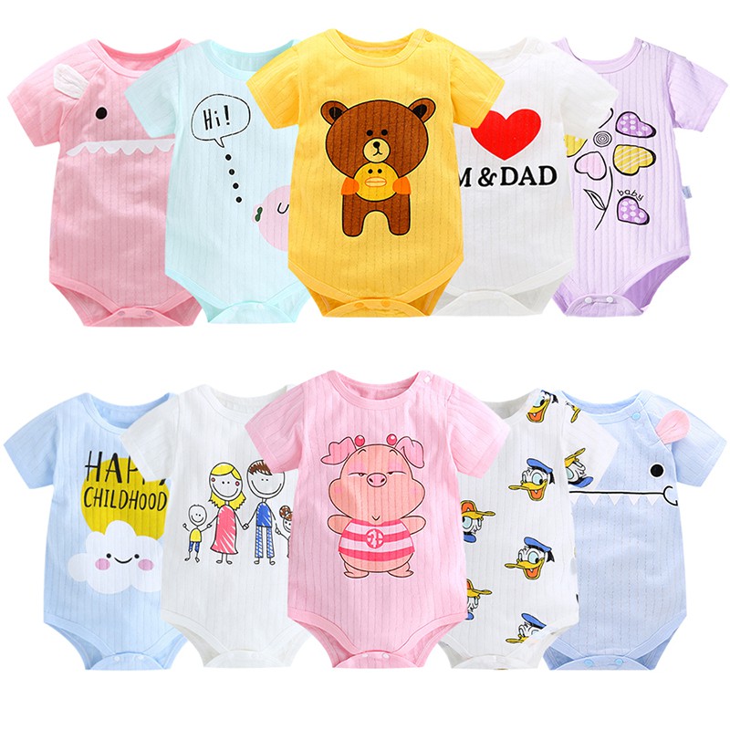 Combo 3 Bodysuit body chip ngắn tay Cotton Giấy Xuất Nhật Cho Bé Trai Bé Gái TTS210