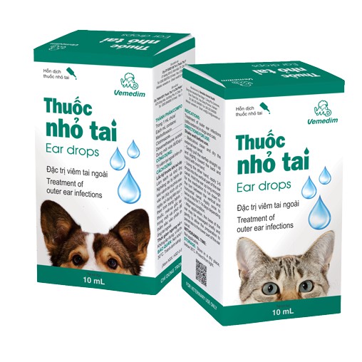 Vemedim Nhỏ tai cho chó, mèo, chai 10ml