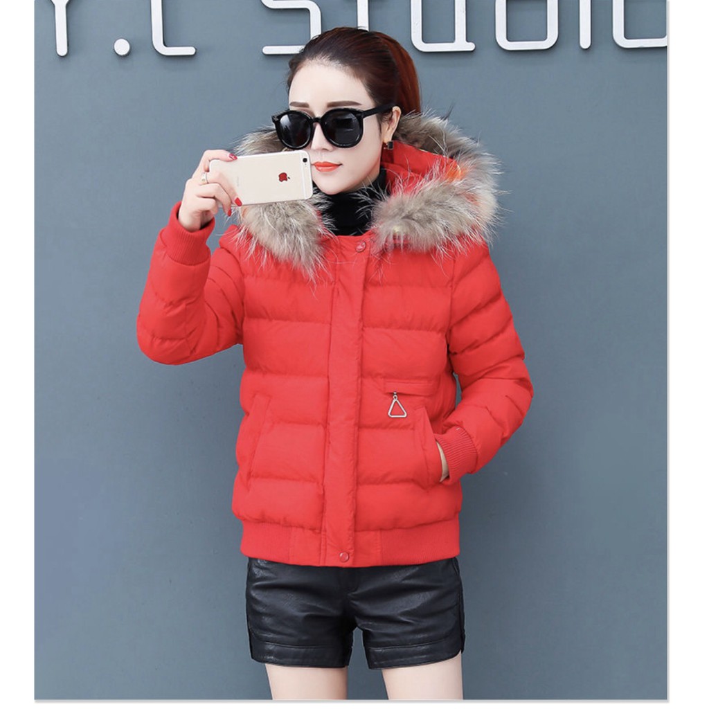 Áo phao nữ cổ lông 3 lớp form cực đẹp dáng xinh sang quý phái thời trang Super Fashion