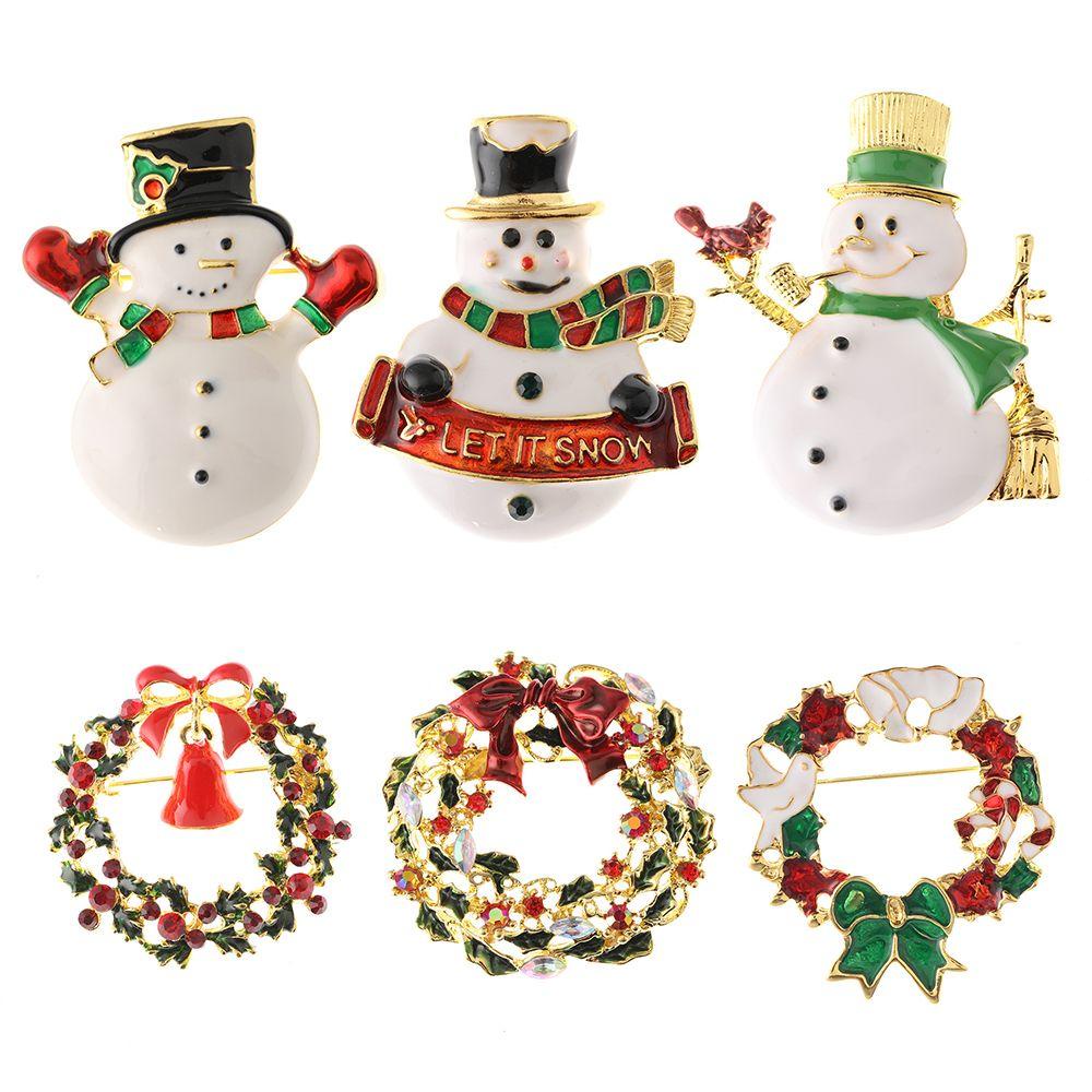 Ghim Cài Áo Hình Ông Già Noel / Người Tuyết Dễ Thương|Trang Sức Giáng Sinh Kim Cương