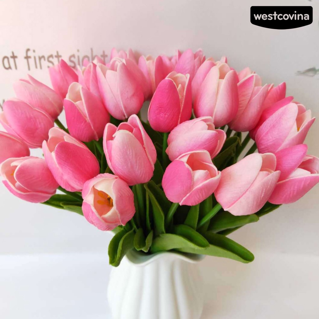 Bộ 10 hoa tulip nhân tạo dùng làm phụ kiện chụp ảnh/đám cưới