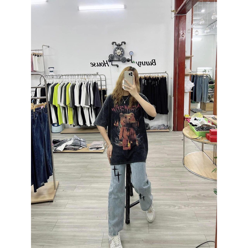 Áo Thun Tay Lỡ In  Hình Gấu Ngực , Áo Phông Nam Nữ From Rộng Unisex- Zadola fashion