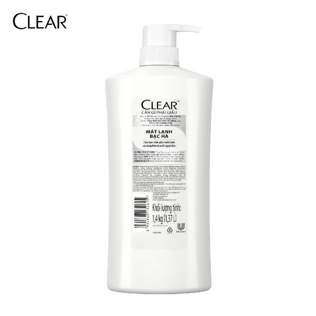 Dầu gội sạch gàu Clear mát lạnh bạc hà 1.4kg | BigBuy360 - bigbuy360.vn