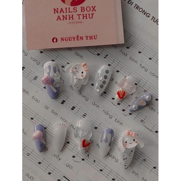 Nailbox thiết kế - Nailbox gắn thỏ và nơ siêu xinh