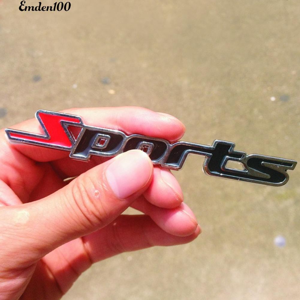 Logo chữ Sports 3D Bằng Kim Loại Dán Xe Hơi