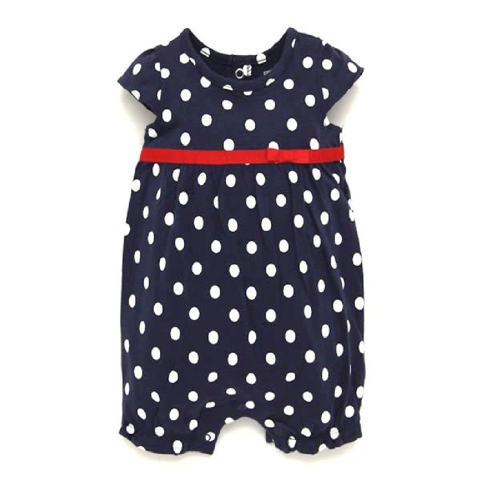 Body đùi bé gái Carter [XUẤT XỊN, 100% COTTON SIÊU MÁT] 3-24M (4-13kg) xanh navy chấm bi trái dâu Strawberry Romper