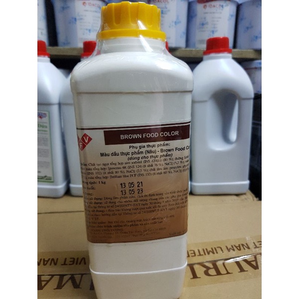 Màu thực phẩm  dạng nước  màu xanh lá, Tím, Nâu, Đỏ, vàng, Cam, xanh dương, hồng.