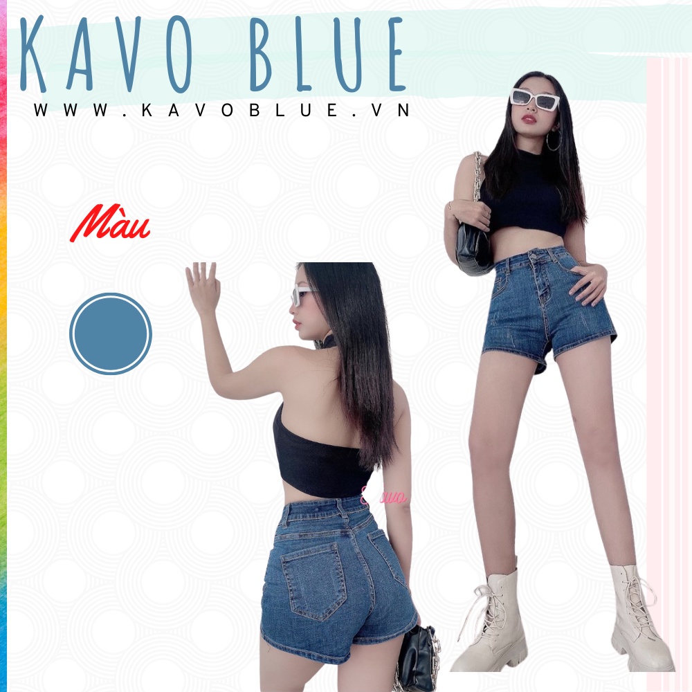 Quần Sooc Bò Nữ Lưng Cao KAVO BLUE Jeans Co Giãn 4 Chiều