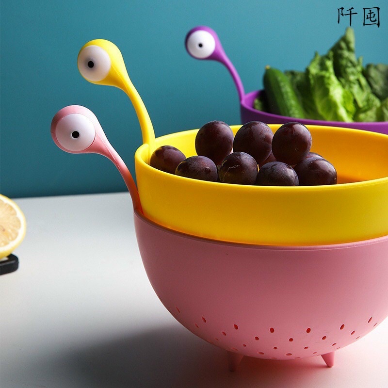 Rổ THOÁT NƯỚC HÌNH HAI CON MĂT CUTE RỬA RAU,RỬA HOA QUẢ