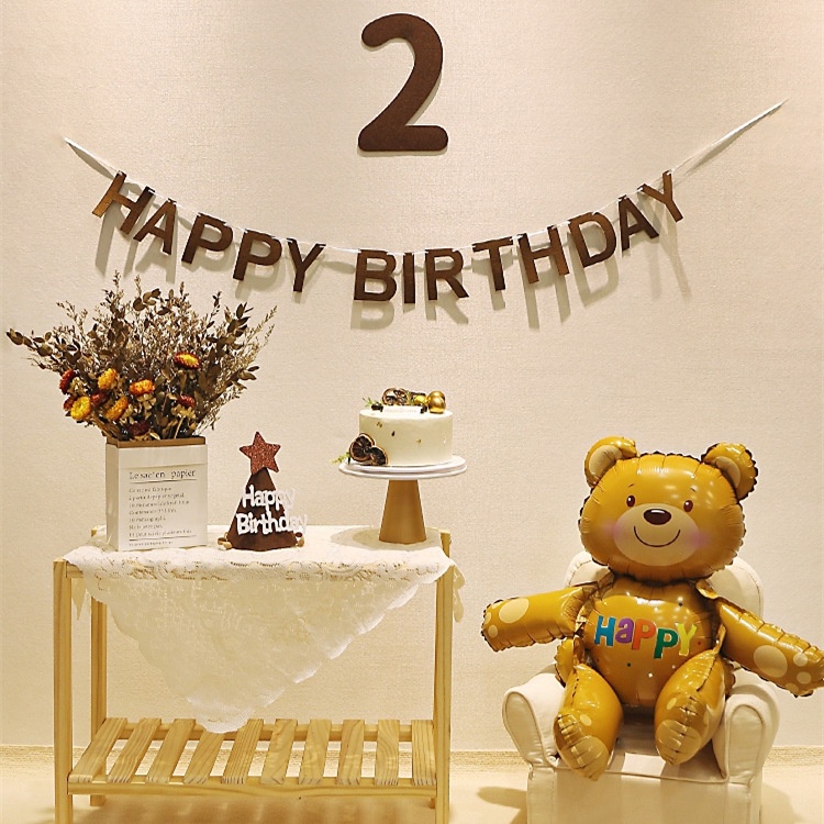 Dây Chữ Happy Birthday Màu Nâu Bằng Xốp Trang Trí Sinh Nhật Phong Cách Hàn Quốc - S3K170