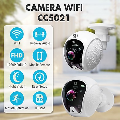 Camera quan sát ngoài trời CC5021 chính hãng Carecam, Bảo hành 12 tháng- Hỗ trợ đàm thoại 2 chiều, chống nước, chống sét