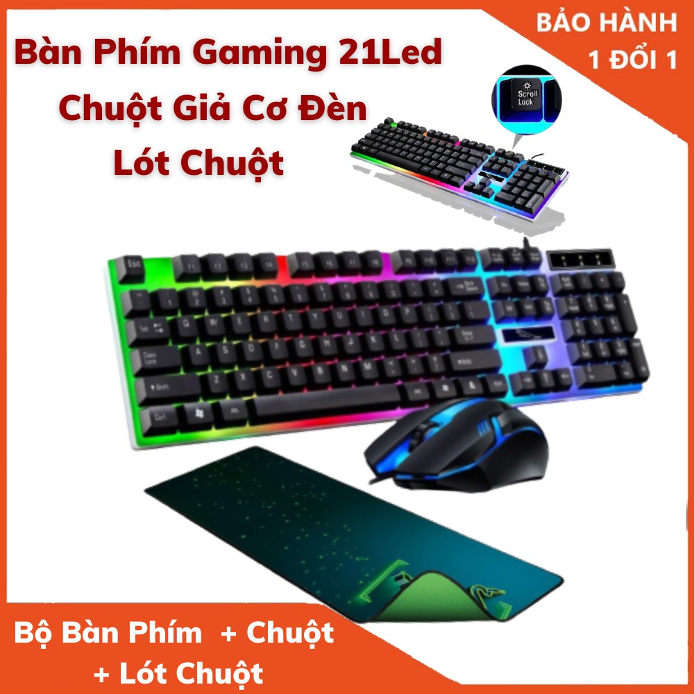 Bộ Bàn Phím GAMING G21 + Chuột + Lót Chuột Bàn Phím  LED Giả Cơ G21 Led 7 Màu | WebRaoVat - webraovat.net.vn