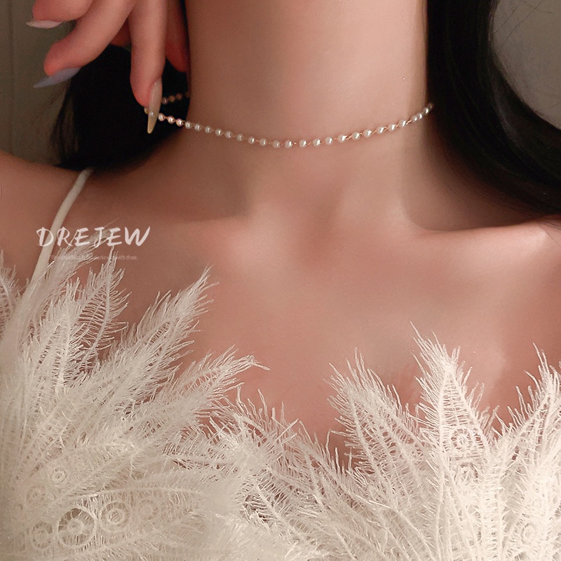 Dây chuyền DREJEW đính ngọc trai phong cách cổ điển sang trọng dành cho nữ