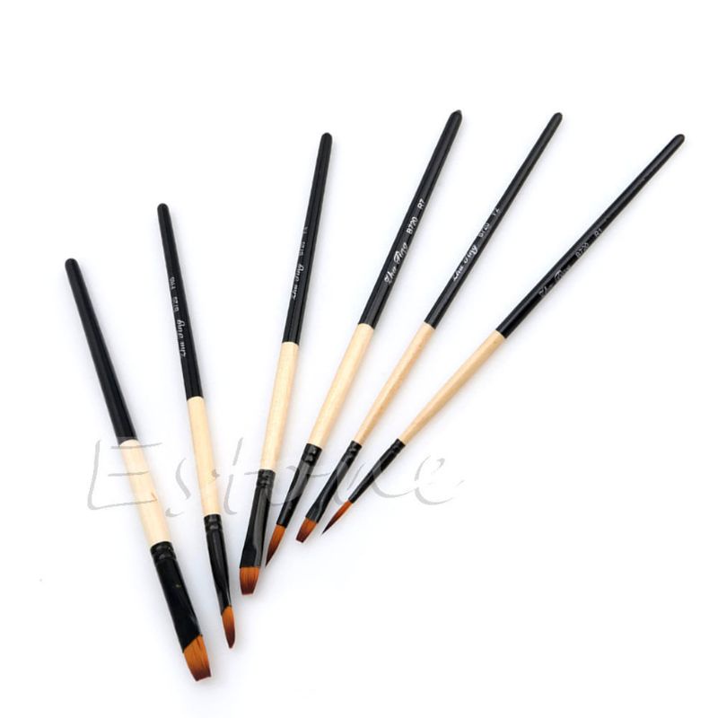 Set 6 cọ vẽ tranh sơn dầu đầu dẹt chất liệu nylon