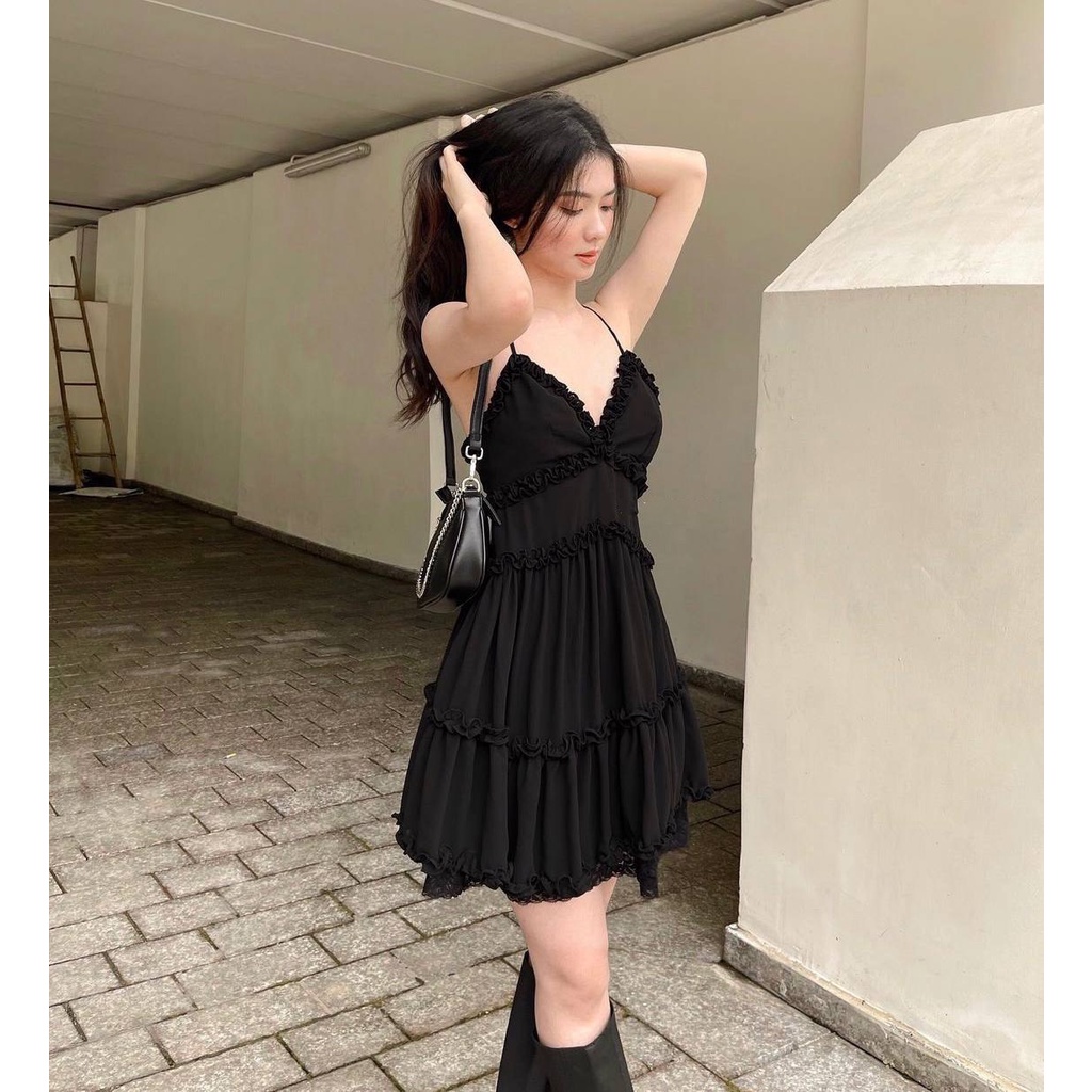 Đầm Hè 2 Dây Cổ V Lưng Đan Chéo MIX KC1381
