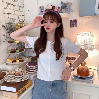 Áo len cổ tròn cúc dáng basic 7207 Ulzzang style 🌸 Hàng Quảng Châu