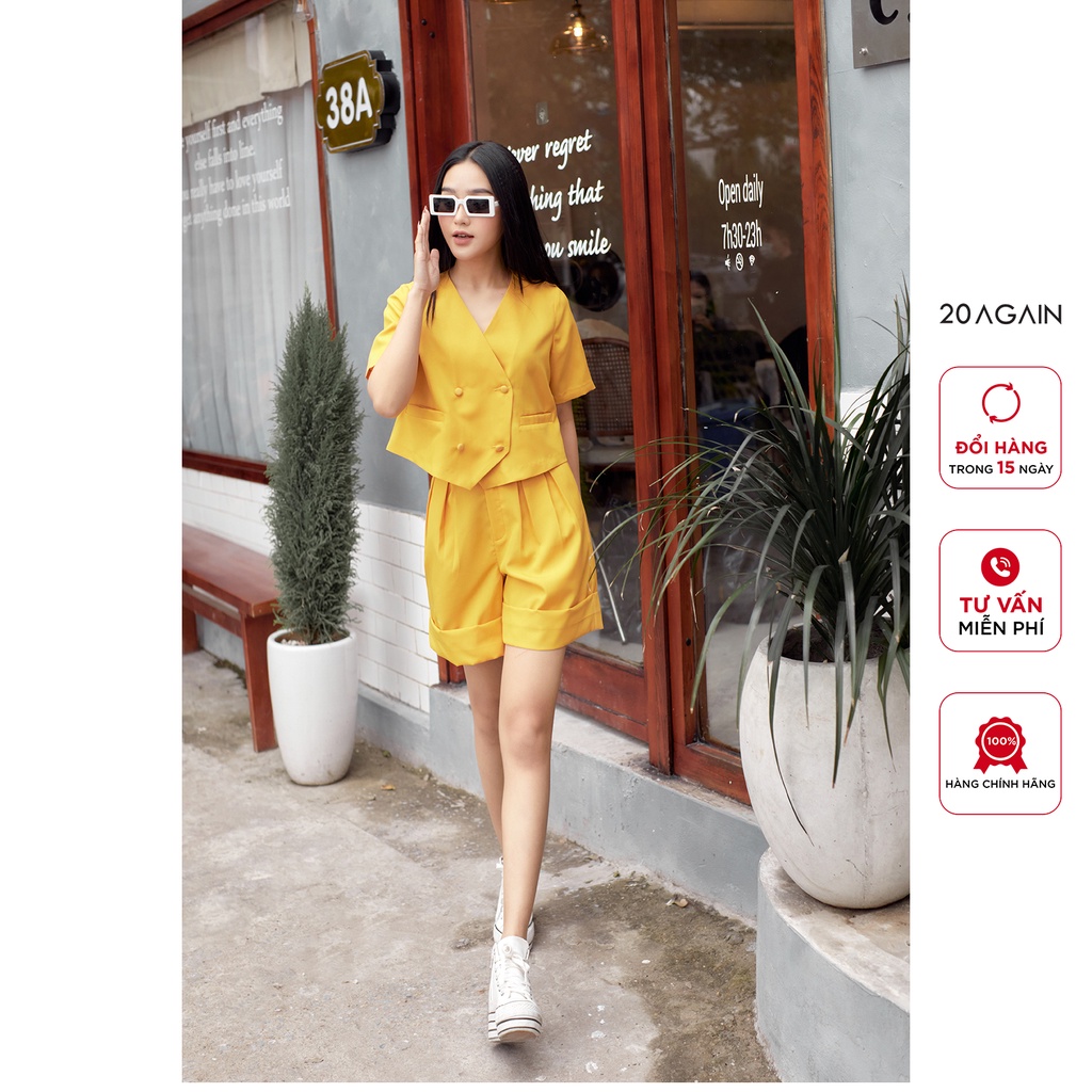 Quần short xếp ly 20AGAIN, thiết kế trẻ trung, năng động SBW1193