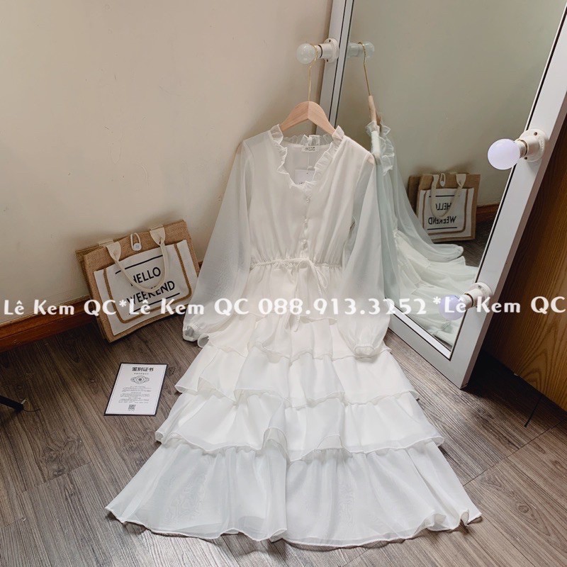 Váy maxi tầng hoa nhí cổ V | BigBuy360 - bigbuy360.vn