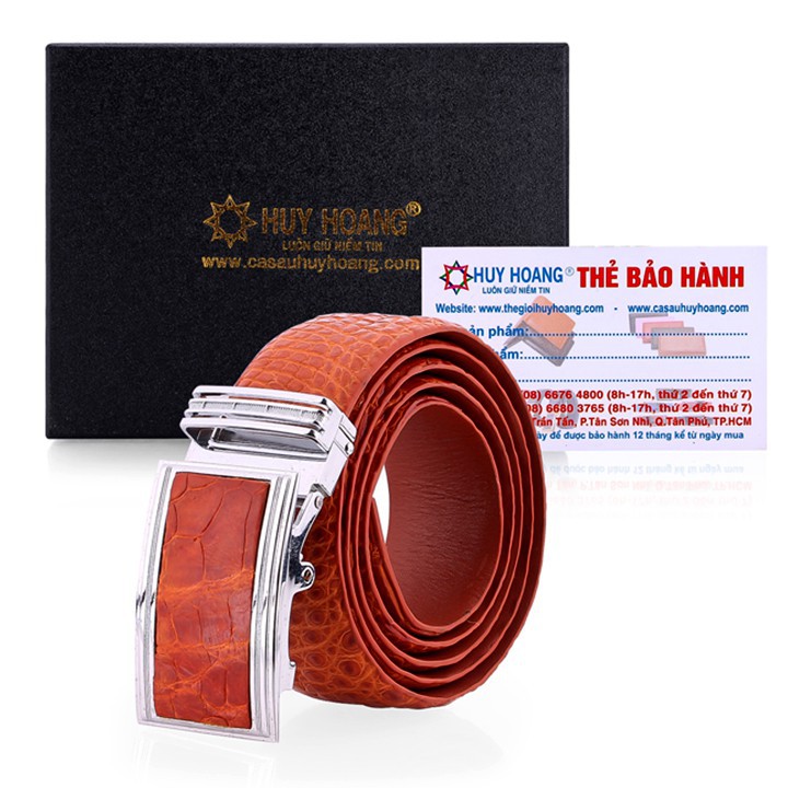 Thắt lưng nam da cá sấu bản lớn màu vàng HW4777