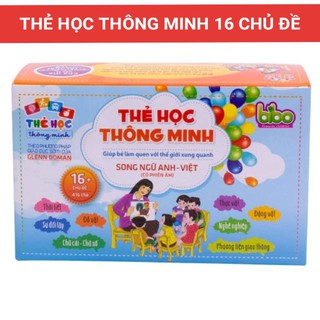 Thẻ học Thông Minh 📚 FRESHIP📚 Bộ thẻ học thông minh song ngữ Việt Anh 16 chủ để