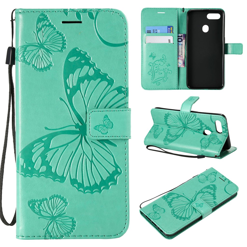 Casing OPPO F9 embossed butterfly leather shell phone case