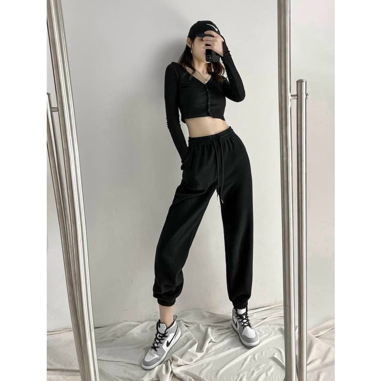Quần Jogger Nữ Trơn Bo Gấu 3 Màu BOM HOUSE Ullzang Unisex Nam Nữ-mã 906