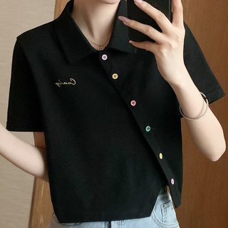 Áo thun polo cài nút màu sắc thời trang cho nữ