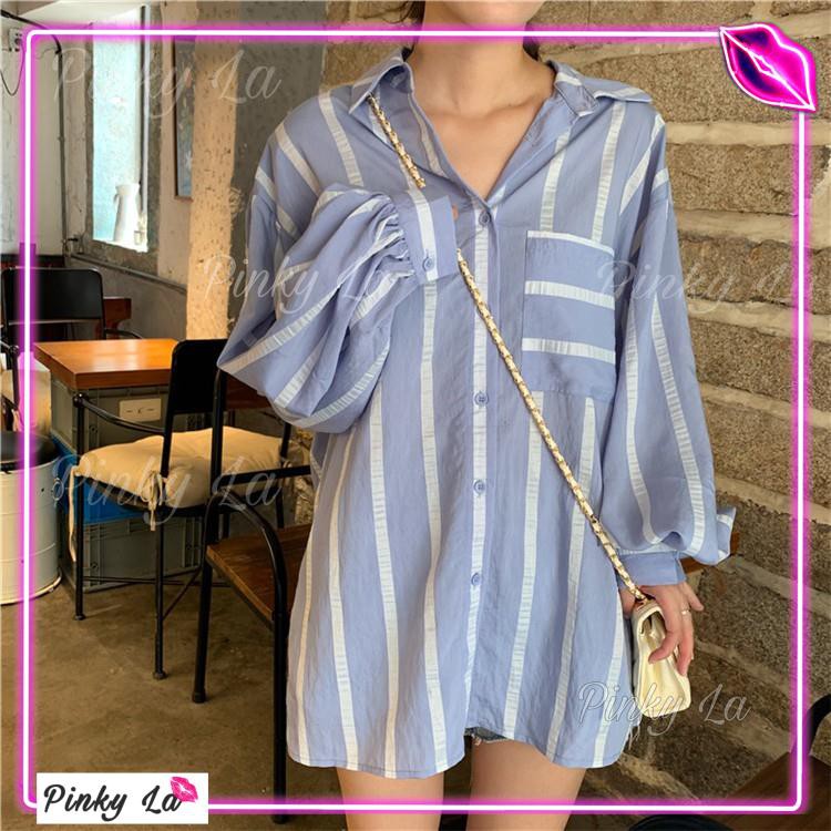 PinkyLaHouse - Áo sơmi sọc xanh
